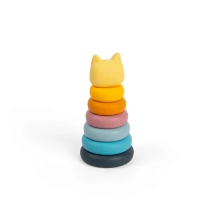 Image of Bigjigs Toys Silicone Stacking Cat 7pcs Rainbow Animal Stacker Toy, Montessori Activity, Babies &amp; Toddlers Early Learning, Made From 100% Silicone, Gifts For 5 Month Olds +
