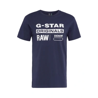 Image of G Star Graphic LOGO 8 Tshirt Print Tshirt, Men&#039;s, Size: XS, Sartho blue