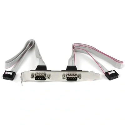 Image of StarTech.com 2 Port 16in DB9 Serial bRacket to 10 Pin Header (PLATE9M2P16), Gray