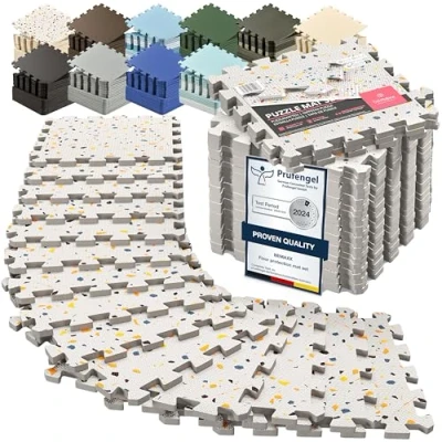 Image of Interlocking Soft Foam Floor Mat 18 Pieces Protective Gym Flooring Set, Exercise Mats EVA Puzzle Rubber Tiles, Ground Surface Protection Workout Underlay Matting Sports Pool Home Fitness Garage