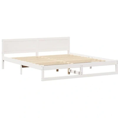 Image of vidaXL Bed Frame White Wood 200 x cm Durable Minimalist