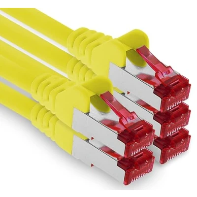 Image of 1aTTack.de 1m Cat6 Lan Ethernet Cable Patch Network Cat 6 1000 Mbit/s RJ45 Plug Internet for TV Computer switch Gaming etc. yellow 5 pieces