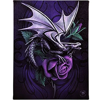 Image of ANNE STOKES WP_54714 Canvas Plaque Dragon Beauty H25cm X W19cm D1.5cm pack of 1, Black