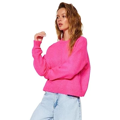 Image of Trendyol FeMan Regular fit Basic Crew Neck Knitwear Sweater,Fuchsia,S