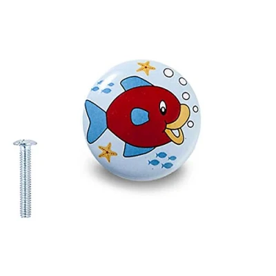 Image of Decoranddecor 55mm Rounded Knob Kids Children Child Bedroom Pulls Drawer Ceramic Porcelain Wardrobe Door Pull Handle Kitchen Cupboard Cabinet (55mm with One Hole, B 109)