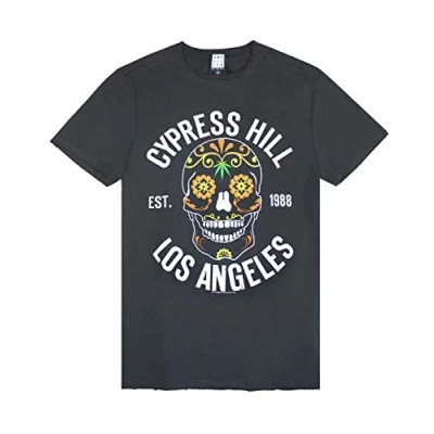 Image of Amplified Cypress Hill Floral Skull Mens T Shirt Charcoal