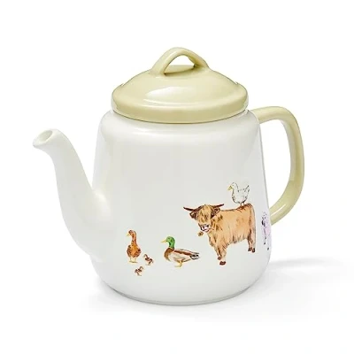 Image of Cooksmart British Designed Ceramic Tea Pot Large Teapot for Serving Hot Drinks Pots All Family Sizes Buttercup Farm