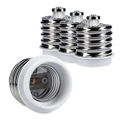 Image of kwmobile E40 to E27 Adapter Kit Light Socket Bulb Base Converter Mogul Medium for Halogen, LED Bulbs 4 Pack in White