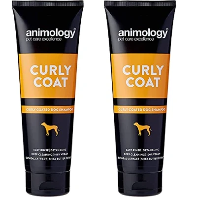 Image of Animology Curly Coat Dog Shampoo Easy Rinse Formula For Deep Cleaning and Detangling Oatmeal Extract Shea Butter Vegan Suitable All Types 250 ml Pack of 2