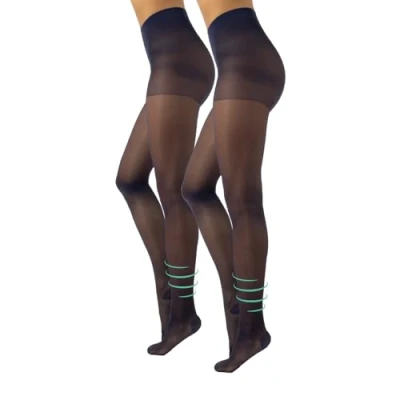 Image of CALZITALY Firm Support Tights Factor 10 mm/Hg Black, Blue, Skin S, M, L, XL, XXL, 3XL, 4XL 70 DEN Made in Italy (XL, 2 X Blue)