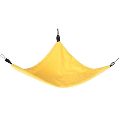 Image of Pssopp Small Pet Hammock Triangle Cage Hanging Bed Accessories for Hamster Squirrel Sugar Glider Guinea Pig Mice Rats Birds(Yellow)