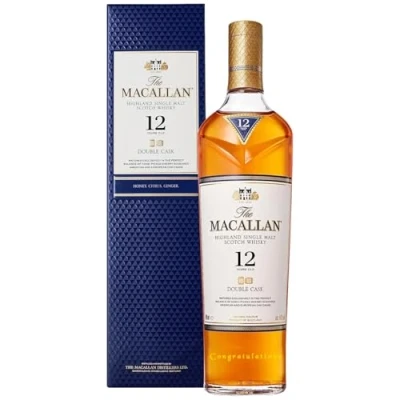 Image of Macallan 12 Year Old Double Cask Whisky Congratulations Engraved 70cl
