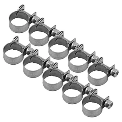 Image of TOPINCN 10Pcs/Set Hose Clamps Stainless Steel Heavy Duty T Bolt Mini Fuel Line Pipe Clips 6Mm 20Mm Optional Size for Plumbing(14 16Mm)
