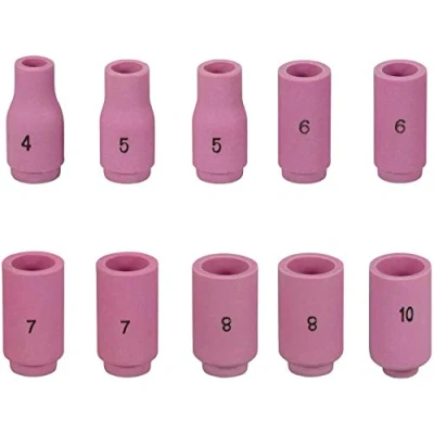 Image of RIVERWELD 10pcs TIG Alumina Nozzle Shield Cup Assorted Size Kit 13N08#4 13N09#5 13N10#6 13N11#7 13N12#8 13N13#10 Fit SR WP 9 17 18 20 25 26 Welding Torch