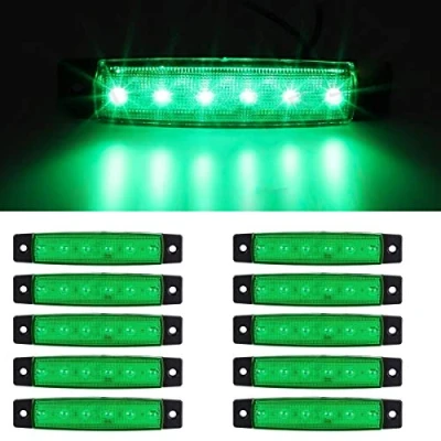 Image of YUK 10 pcs 3.8&quot; 6 Led side marker Trailer lights for trucks, light amber, Rear light, Truck cab lights, RV (Green)