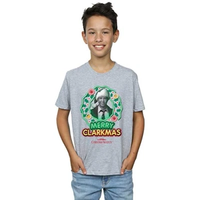Image of National Lampoon&#039;s Christmas Vacation Boys Greyscale Clarkmas T Shirt 12 13 Years Sport Grey