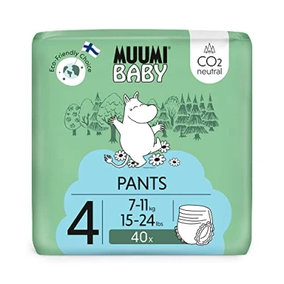 Image of Muumi Baby Eco Pull Ups Size 4, 7 11 kg, 40 Sensitive Premium Nappy Pants with Leakage Barrier Soft and Skin Friendly, No Unnecessary Chemicals