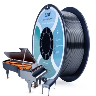 Image of ZIRO PLA Silk Filament 1.75mm, 3D Printer Silky Series 1.75mm 1KG(2.2lbs), Dimensional Accuracy +/ 0.03mm, Silver Black