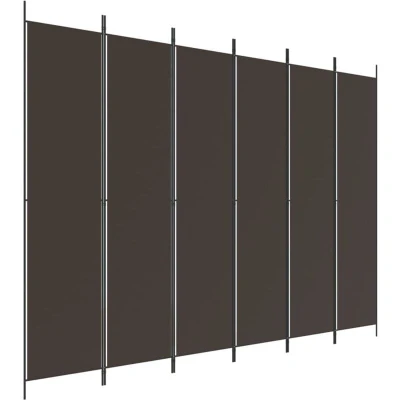 Image of vidaXL 6 Panel Room Divider Brown 300x220 cm Fabric