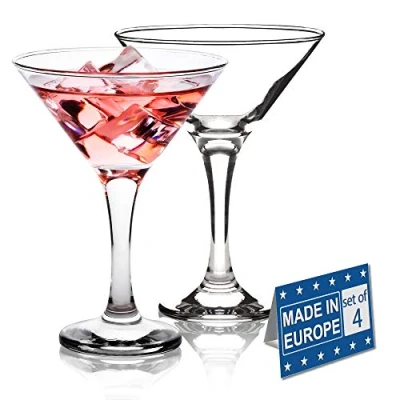 Image of CRYSTALIA Luxury Martini Glasses Set of 4, 175ml 100% Lead &amp; Cadmium Free Classic Set, Cocktail Party Drinking Glasses, Espresso