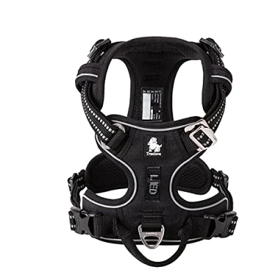 Image of WINHYEPET True Love No Pull Dog Harness Extra Reflective Pet for Small Medium Large Dogs Adjustbale Running Walking Padded Soft Mesh Vest Easy Control TLH56512(Black,M)