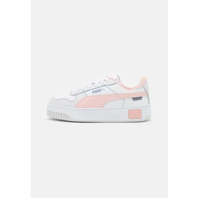 Image of Puma Carina Street Trainers, Women&#039;s, Size: 4, White/rose dust/feather gray leather and imitation