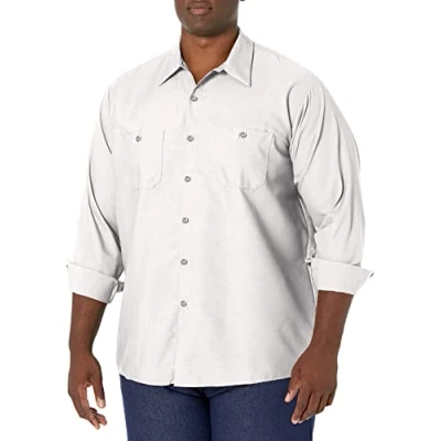Image of Red Kap Men&#039;s Industrial Work Shirt, Regular Fit, Long Sleeve Utility Button, White, XXXL