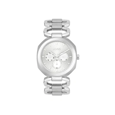 Image of HUGO Analogue Multifunction Quartz Watch for Women with Silver Stainless Steel Bracelet 1540149