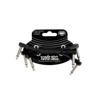 Image of Ernie Ball Flex Patch Cable 3in Black 3 Pack