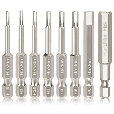 Image of Hakkin 8Pcs Hex Allen Key Bit Set S2 Steel Bits Magnetic Head Wrench Drill 1/4&quot; Shank 50mm Metric Inner Hexagon Screwdriver for Assembling IKEA Furniture