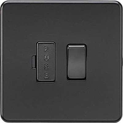 Image of KnightsBridge Screwless 13A Switched Fused Spur Unit Matt black with fuse cover