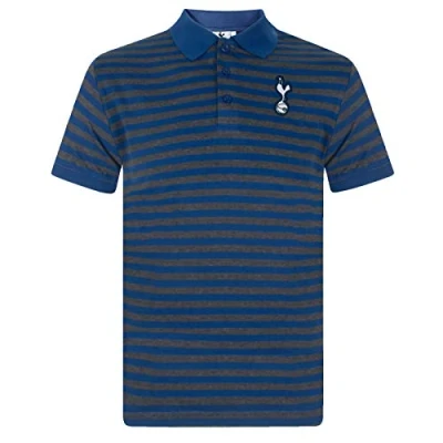 Image of Tottenham Hotspur FC Official Gift Mens Striped Polo Shirt Blue Grey Marl XXL