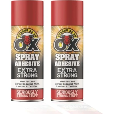Image of Adhesive Spray, 500ml Glue Spray for Carpet Foam Fabric Craft Multi Purpose (2 x Cans)