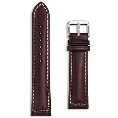 Image of Italian Leather Watch Strap Black 18mm Sorrento Oiled Band White Stitching Gold Silver Buckle Spring Bars and Tool Included 18