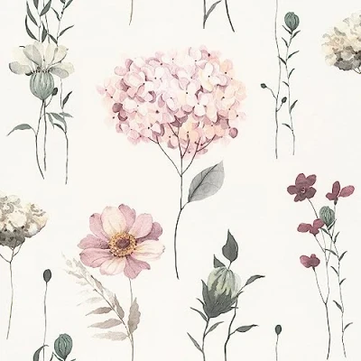 Image of Rasch Wallpaper 300642 White Non Woven with Colourful Flowers and in Watercolour Look 10.05 m x 0.53 (L W)