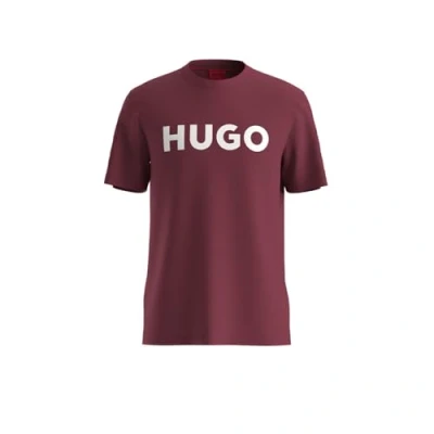Image of HUGO Dulivio Print Tshirt, Men&#039;s, Size: Large, Dark pink
