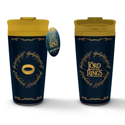 Image of Pyramid International Lord of The Rings Travel Coffee Mug (The Ring Design) 16oz Metal Insulated Mug, Gifts for Men and Women Official Merchandise
