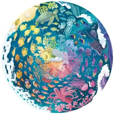 Image of Ravensburger Circle of Colours Oceans Circular 500 Piece Jigsaw Puzzle for Adults and Kids Age 10 Years Up, Sweetcorn