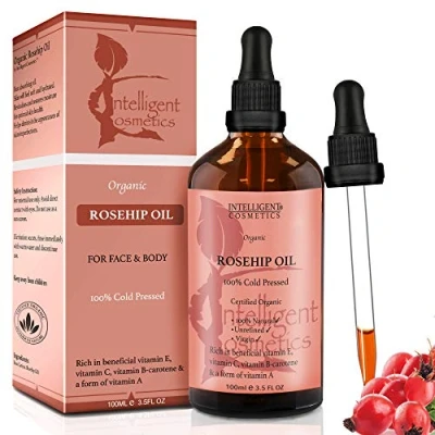 Image of Rosehip Oil 100% Cold Pressed Pure Certified Organic 100ml Best Known Facial with Vitamin E, C, B carotene and A Form of
