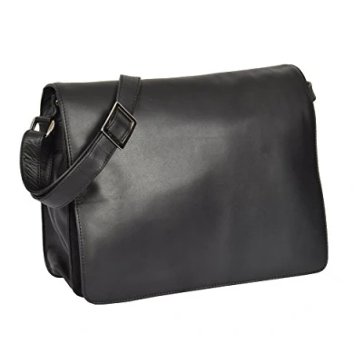 Image of Womens Real Leather Satchel Shoulder Organiser Cross Body Flap over Bag Maui Black