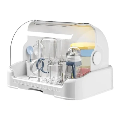 Image of Jomewory Drying Rack for Babies Bottles, Dustproof Bottle Rack, Good Sealing Protection, Countertop Bottles Teats Cups 31,5x25,5x25cm