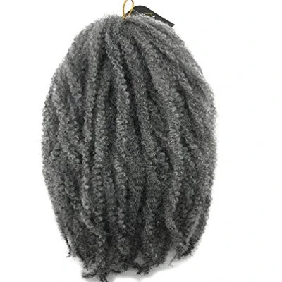Image of Coolbers 18 Inch Marley Hair Synthetic Afro Kinky Curly Crochet Braids Extensions Havana For Women (18 Inch, Gray)