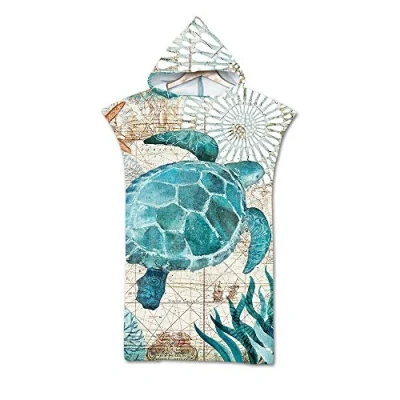 Image of Stillshine. Adults Hooded Towel Poncho,Changing Robe Towel,Men Women Teen Boy Girls Design Beach Poncho,Holidays,Swimming,Surfing,Bathing,Travel Microfibre Swim Towels (Sea turtle)