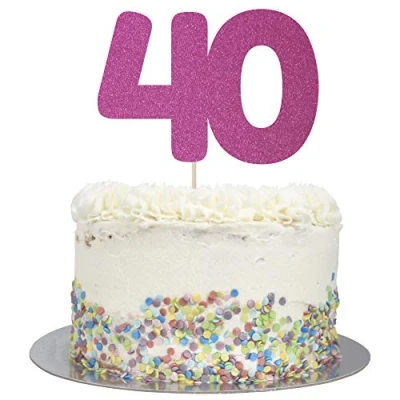 Image of Large Number 40 Glitter Cake Topper (Hot Pink Glitter)