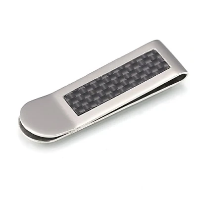 Image of DonDon Men&#039;s Money Clip Stainless Steel Carbon Look
