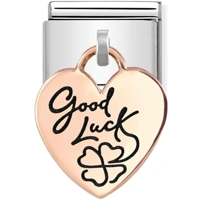 Image of Nomination Rose Gold Good Luck Heart Drop Charm