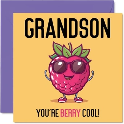 Image of Birthday Cards for Grandson Berry Cool Funny Happy Card from Grandparents, Gifts, 145mm x Joke Greeting Men Him