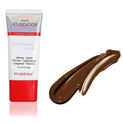Image of AQUAPURITY PHOERA Full Coverage Foundation New Formula Waterproof Long Lasting Oil Free Velvet Matte Liquid for Oily Skin Flawless Makeup Base Cream Concealer (110 Truffle…)