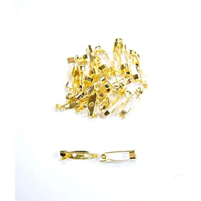 Image of Gold Brooch Bar Pins Backs for Jewellery Making Findings (Gold 20mm x 5mm Hook (2 Hole), Pack of 10)