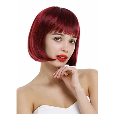 Image of Wig ME UP VK 4 872 888 Short Lady classy classic Bob style straight bangs sleek red